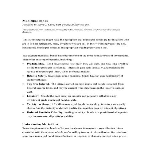 Municipal Bonds | PDF