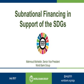 Subnational Financing in Support of the SDGs