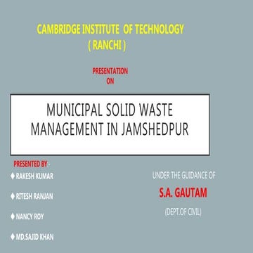 Municipal solid waste management in jamshedpur | PPTX