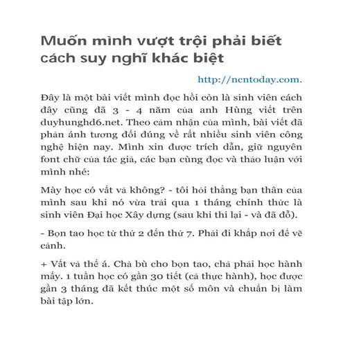 Muon minh troi phai biet cach suy nghi khac biet