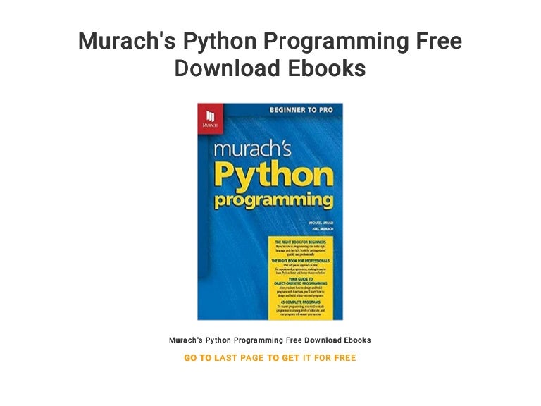 Murach's Python Programming Free Download Ebooks