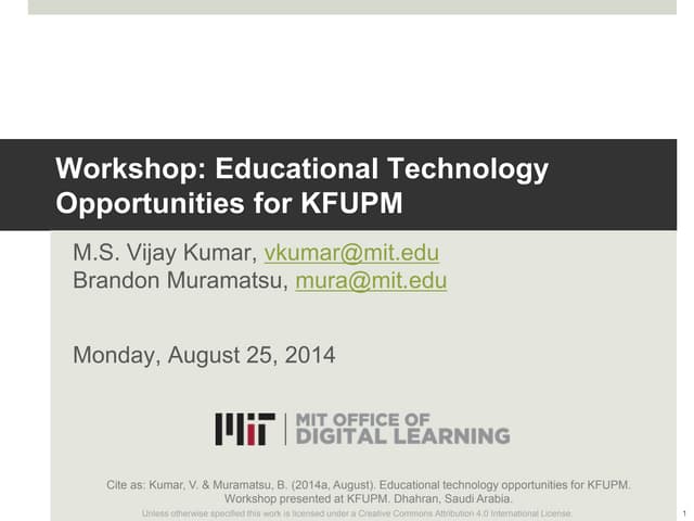 Workshop: Educational Technology Opportunities for KFUPM