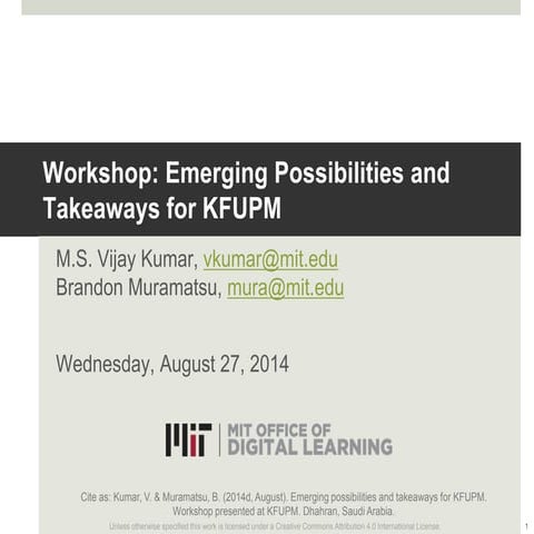 Workshop: Emerging Possibilities and Takeaways for KFUPM