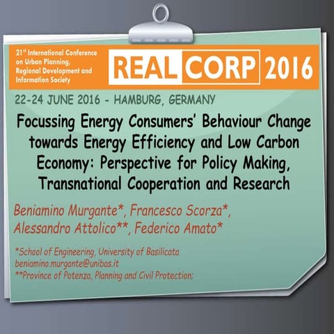 Focussing Energy Consumers’ Behaviour Change towards Energy Efficiency and Lo...