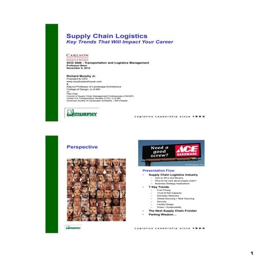 Supply chain logistics current landscape & trends - prof beier  - sco 3048 - ...
