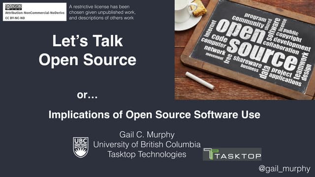 Implications of Open Source Software Use (or Let's Talk Open Source)