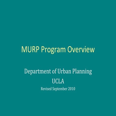 Master of Urban Planning Program Overview