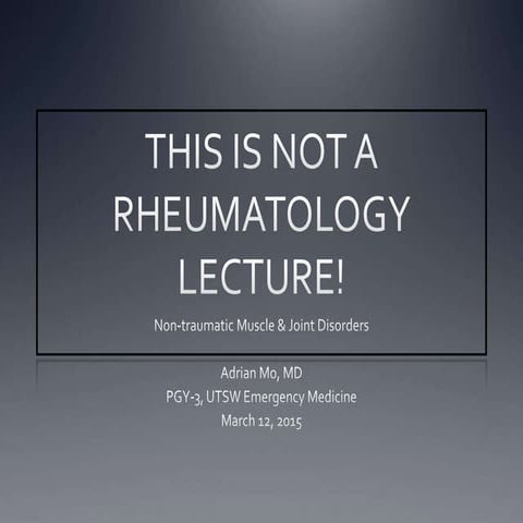 Muscle & Joint Disorders - Dr. Adrian Mo