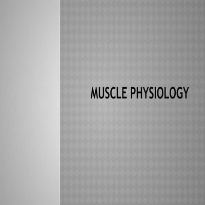 MUSCLE PHYSIOLOGY muscle physiology45689 | PPTX