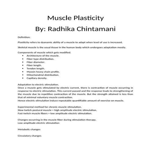 Muscle plasticity