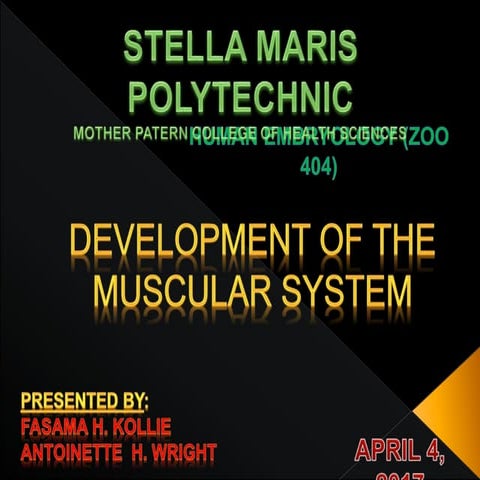MUSCULAR SYSTEM DEVELOPMENT  (Human Embryology)