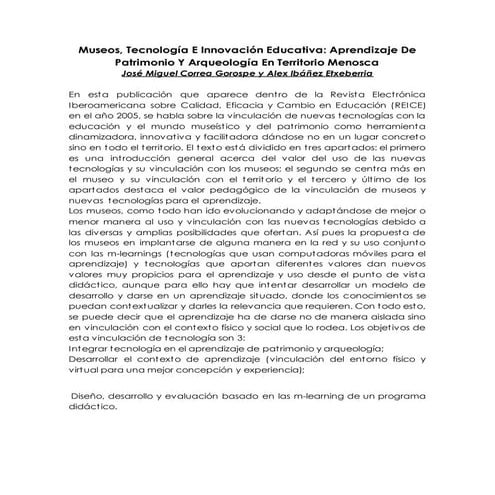 Museos, tecnología e innovación educativa