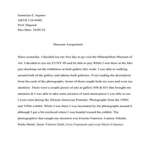Museum assignment
