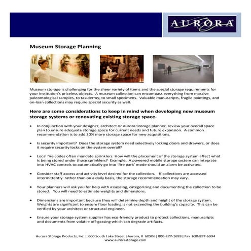 Museum Storage Planning