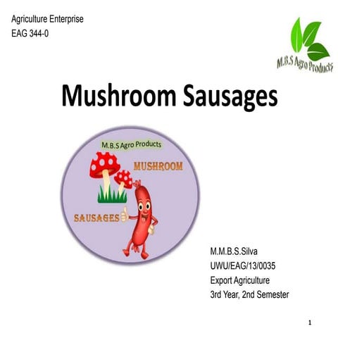 Mushroom sausages  Business Plan