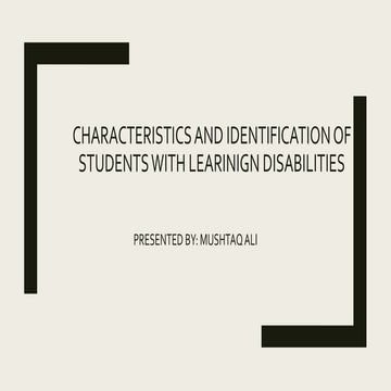 Characteristic And Identification Of Students With LDs PPT