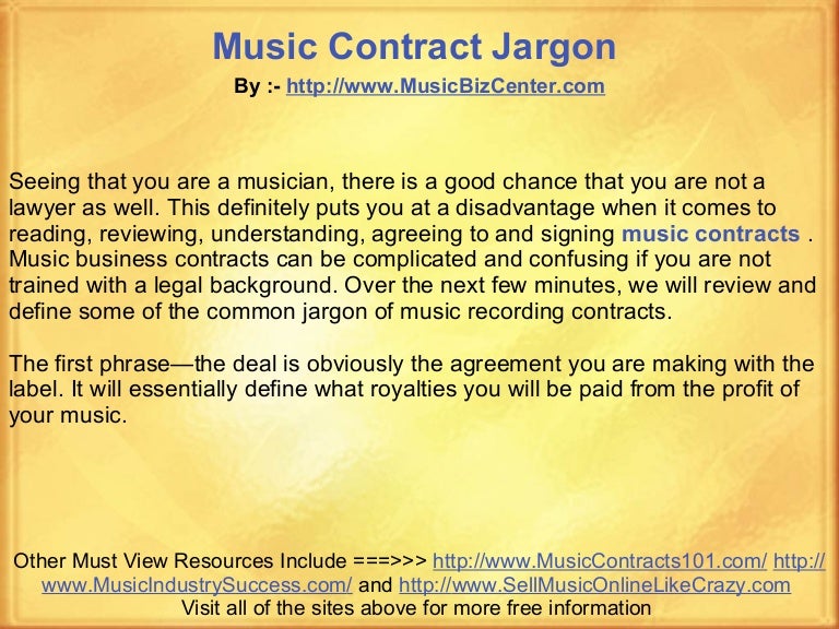 Music Contract Jargon