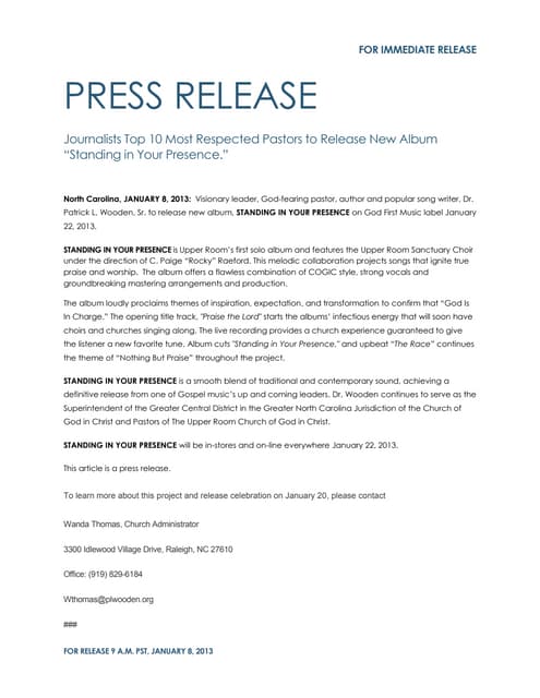 album press release template