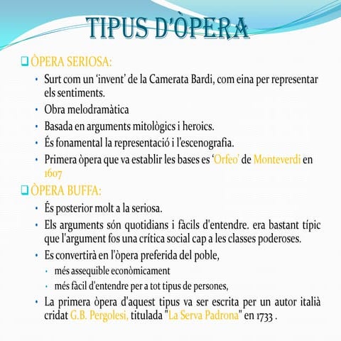 Musica vocal profana en el barroc. L'òpera