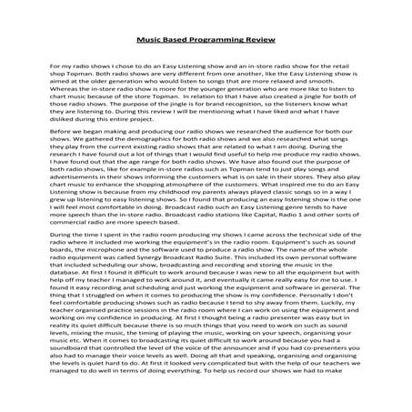 Music based programming review