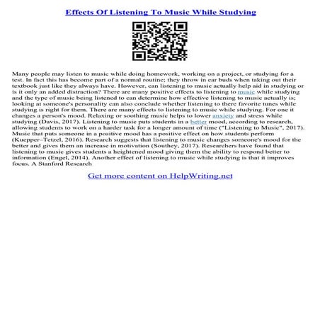 Music For Writing Essays