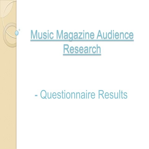 Music magazine audience research (questionnaire results)