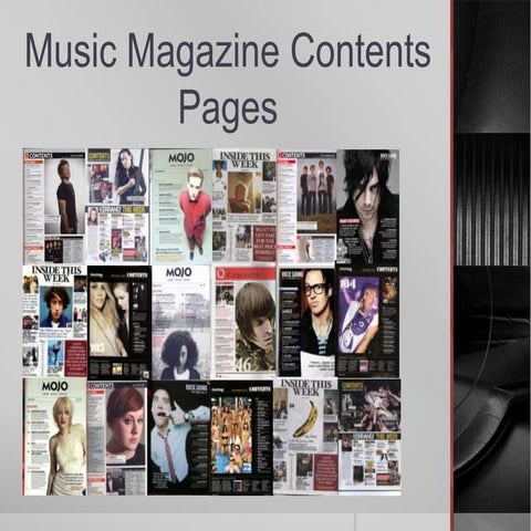 Music magazine contents pages research