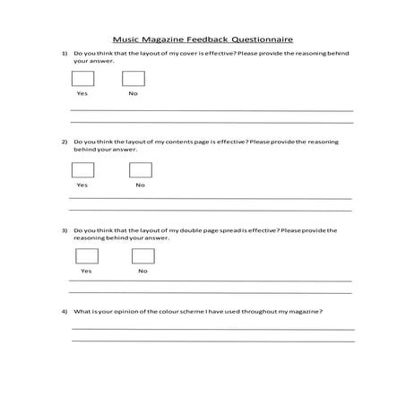 Music Magazine Feedback Questionnaire