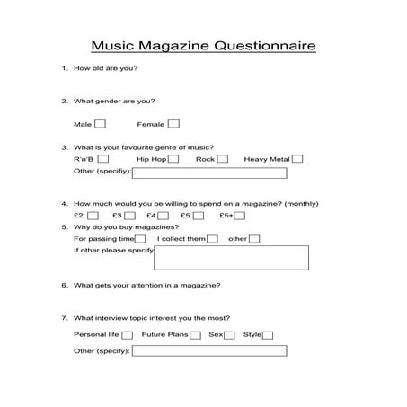 Magazine Research Questionnaire | DOCX