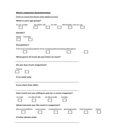 Blank Questionnaire | DOCX