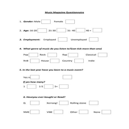 Music magazine questionnaire | DOCX