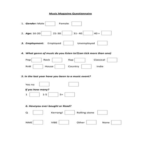 Music questionnaire | DOCX