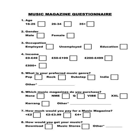 Music magazine questionnaire | DOCX