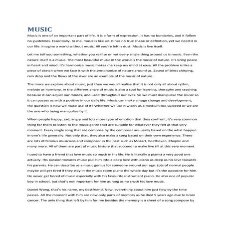 Music(open handed essay)