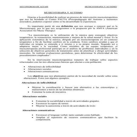 Musicoterapia y autismo aetapi