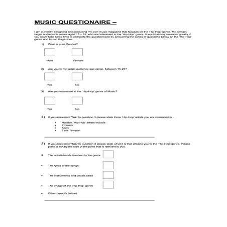 Music questionaire
