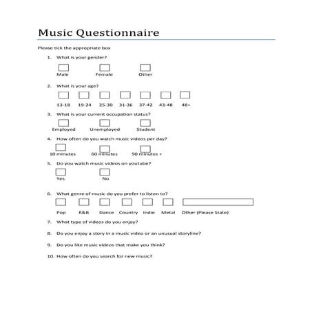 Music questionnaire