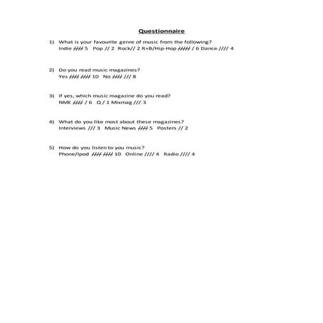 Music questionnaire