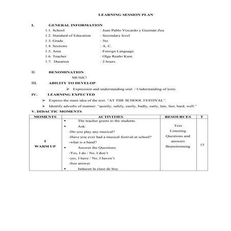 Session plan template | DOCX
