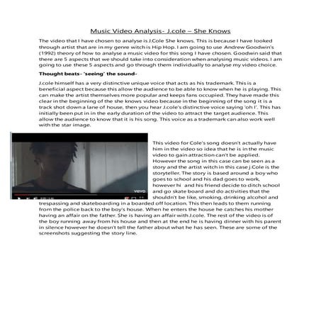 Music video analysis  j.cole