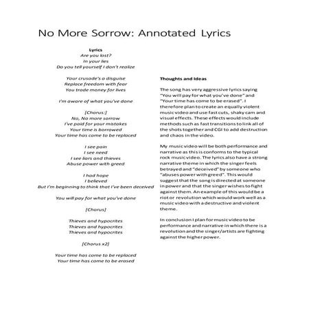 Music video annotated lyrics