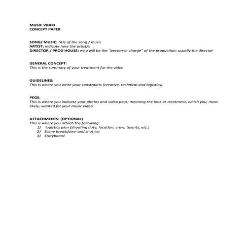 Music Video Concept Paper