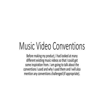 Music Video Conventions