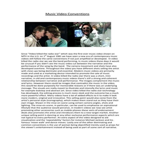 Music video conventions 