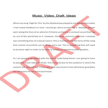 Music video draft ideas