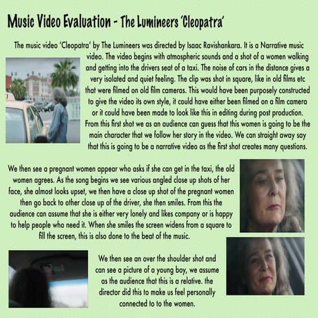 Music video Evaluation - The Lumineers 'Cleopatra' 
