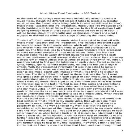 Music video final evaluation