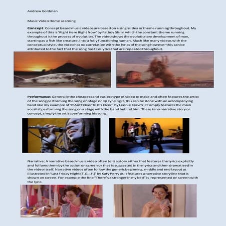 Music video home learning