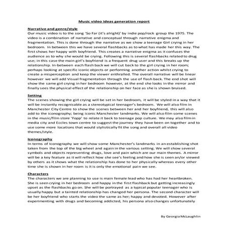 Music video ideas report