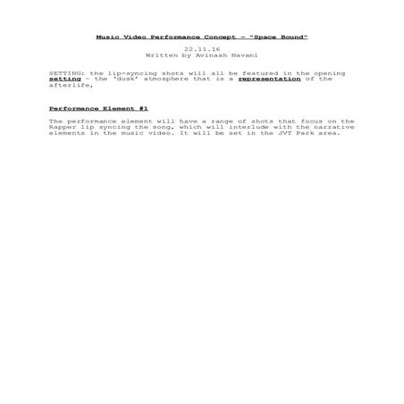 Music video Performance Concept